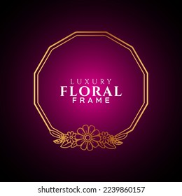 Luxury elegant circle floral frame golden round decorative corners 