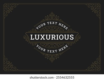 Luxury elegant classical floral motif ornate greeting card design template vector illustration. Vintage flourishes vignette Victorian scroll calligraphic element for restaurant menu label cover