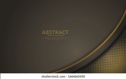 Luxury and elegant dark brown overlap layers background with bright flow lines effect on textured dark background