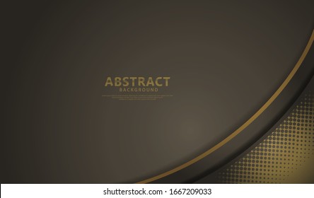 Luxury and elegant dark brown overlap layers background with bright flow lines effect on textured dark background