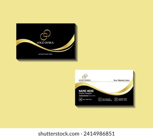 	
Luxury and elegant double side business card design with gold style minimalist print template for your company. Clean, background, mobile