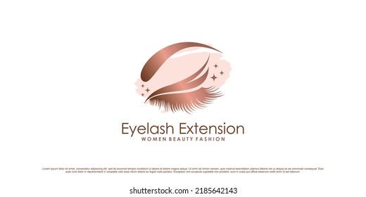 Luxury and elegant eyelash extension logo icon for beauty salon with creative element Premium Vector