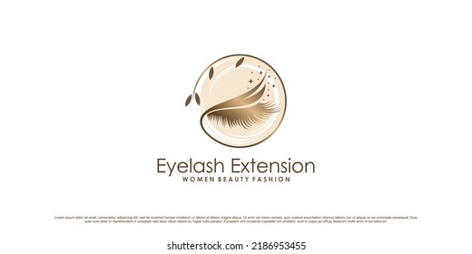 Luxury and elegant eyelash extension logo icon for beauty salon with creative element Premium Vector