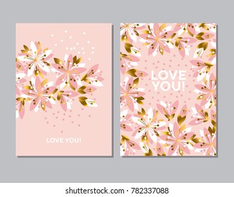 Luxury elegant floral vector pattern. Spring blossom motif with sakura flowers for card, poster, header, wedding projects.