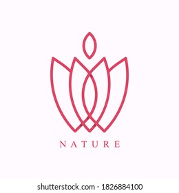 Luxury elegant flower logo linear line art style. Flower symbol. Beauty, spa, salon, cosmetics or boutique logo and more business.