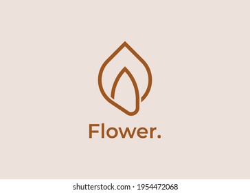 Luxury elegant flower logo linear line art monogram style. Flower symbol. Beauty, spa, salon, cosmetics or boutique logo and more business.
