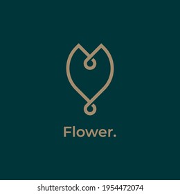 Elegante y lujoso logotipo floral línea lineal estilo monograma. Símbolo de flor. Belleza, spa, salón de belleza, cosméticos o logotipo de boutique y más negocios.
