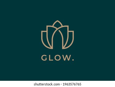 Luxury elegant flower logo linear line art monogram style. Flower symbol. Beauty, spa, salon, cosmetics or boutique logo and more business.
