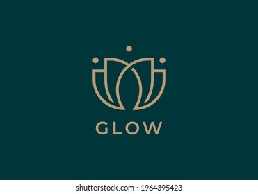 Luxury elegant flower logo linear line art monogram style. Flower symbol. Beauty, spa, salon, cosmetics or boutique logo and more business.
