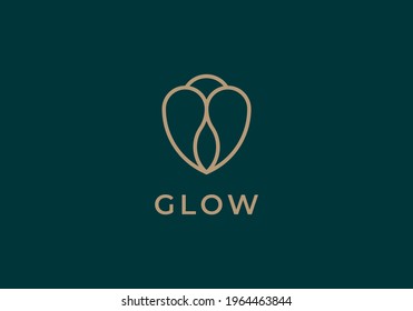 Elegante y lujoso logotipo floral línea lineal estilo monograma. Símbolo de flor. Belleza, spa, salón de belleza, cosméticos o logotipo de boutique y más negocios.
