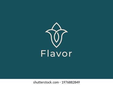 Luxury elegant flower logo linear line art monogram style. Flower symbol. Beauty, spa, salon, cosmetics or boutique logo and more business.
