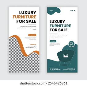 Luxury and elegant furniture sale dl flyer, leaflet design template variation of two Concept