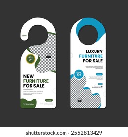 Luxury and elegant furniture sale door hanger design template with two color variations
