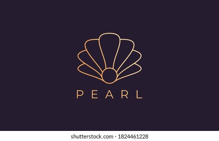 luxury and elegant gold colored pearl shell logo template