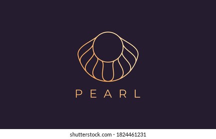 luxury and elegant gold colored pearl shell logo template