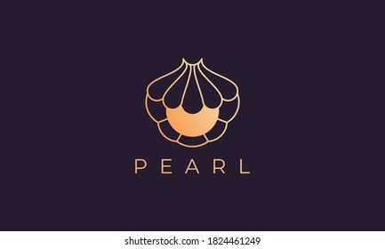 luxury and elegant gold colored pearl shell logo template