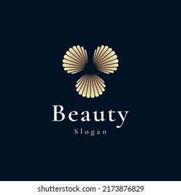 luxury and elegant gold colored pearl shell logo template
