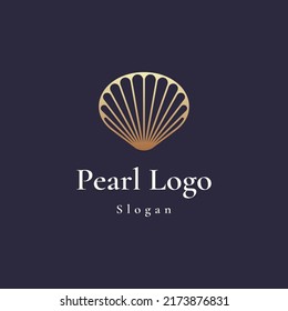 luxury and elegant gold colored pearl shell logo template
