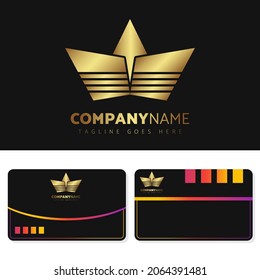 Luxury and elegant gold logo illustration design with business card design for your company