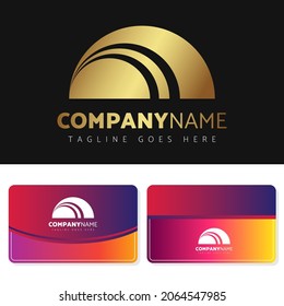 Luxury and elegant gold logo illustration design with business card design for your company