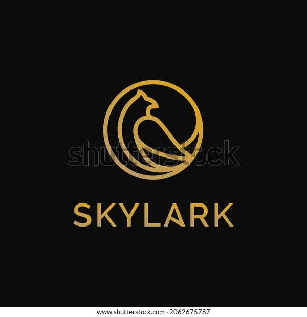 Luxury\
elegant gold skylark bird logo.Monoline style\
logo