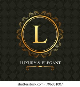 luxury and elegant golden l round frame