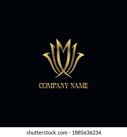 Luxury and elegant golden Lotus logo concept