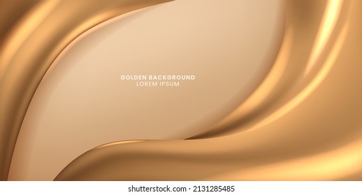 luxury elegant golden soft drapery wave smooth curve background template