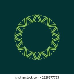 luxury elegant green circle bamboo pattern frame