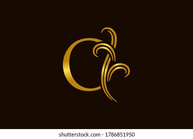 Luxury and elegant illustration logo design golden initial O