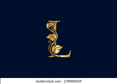 Luxury and Elegant illustration logo design golden initial L