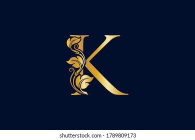 Luxury and Elegant illustration logo design golden initial K