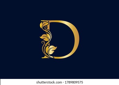 Luxury and Elegant illustration logo design golden initial D