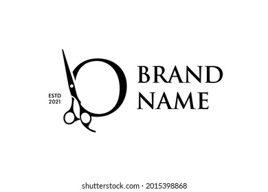 Luxury and Elegant illustration logo design Initial O Scissors for Barbershop and Salon. Logo can work as well in a small size and black white color.