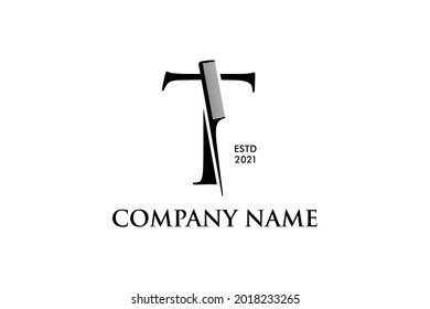 Luxury and Elegant illustration logo design Initial T Comb for Barbershop and Salon. Logo can work as well in a small size and black white color.