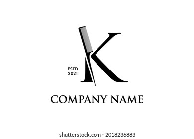 Luxury and Elegant illustration logo design Initial K Comb for Barbershop and Salon. Logo can work as well in a small size and black white color.