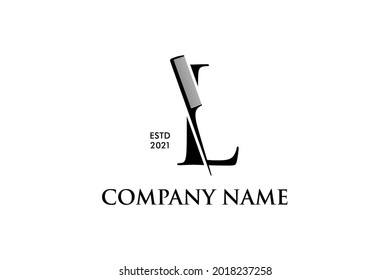 Luxury and Elegant illustration logo design Initial L Comb for Barbershop and Salon. Logo can work as well in a small size and black white color.