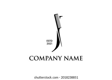 Luxury and Elegant illustration logo design Initial J Comb for Barbershop and Salon. Logo can work as well in a small size and black white color.