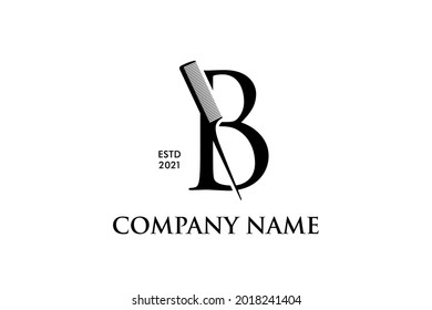 Diseño del logotipo de lujosa y elegante ilustración, Inicial B Comb para Barbershop y Salon. El logotipo puede funcionar también en un tamaño reducido y en un color blanco negro.