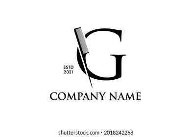 Luxury and Elegant illustration logo design Initial G Comb for Barbershop and Salon. Logo can work as well in a small size and black white color.