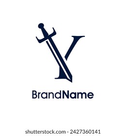 Ilustración de lujo y elegante Diseño de logotipo Inicial Y Combinar con Espada. Logotipo Bueno para cualquier empresa.