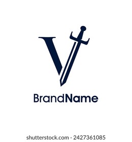 Luxury and Elegant Illustration Logo design Initial V Combine with Sword. Logo Good for your any company.