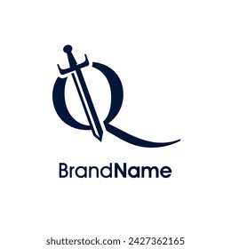 Luxury and Elegant Illustration Logo design Initial Q Combine with Sword. Logo Good for your any company.