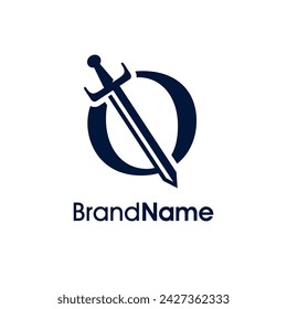 Luxury and Elegant Illustration Logo design Initial O Combine with Sword. Logo Good for your any company.