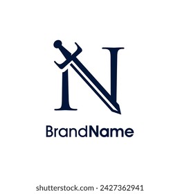 Ilustración de lujo y elegante Diseño de logotipo Inicial N Combinar con Espada. Logotipo Bueno para cualquier empresa.