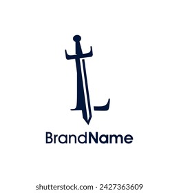 Luxuriöses und elegantes Illustrations-Logo-Design Initial L Kombinieren Sie mit Schwert. Logo Gut für jedes Unternehmen.