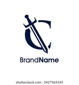 Luxuriöses und elegantes Illustrations-Logo-Design Initial C Kombinieren Sie mit Schwert. Logo Gut für jedes Unternehmen.