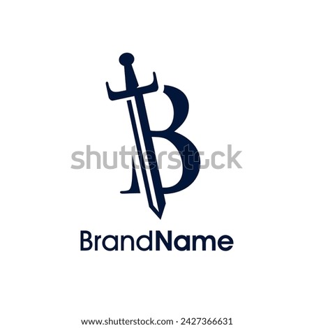 Luxury and Elegant Illustration Logo design Initial B Combine with Sword. Logo Good for your any company.