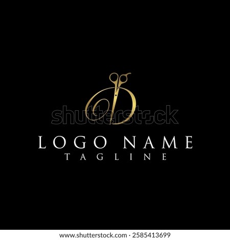Luxury and Elegant illustration logo design Initial D Scissors