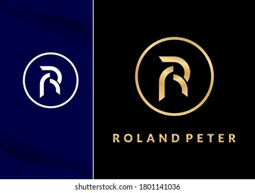 Luxury and Elegant Initial P R rounded with Circle in Gold Color